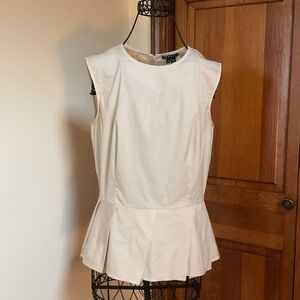 Theory Cream Sleeveless Peplum Top, Small